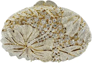 Women Sparkly Flower Diamonds Evening Bag Crystal Clutch Purse Rhinestone Bridal Clutch for Wedding Party Prom