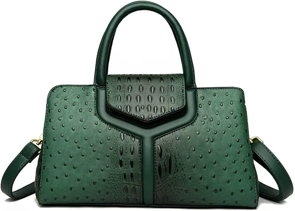 Women Top Handle Handbags Embossed Design Satchel Bag Crocodile Pattern Horizontal Long Purse Flap Shoulder Bag Totes