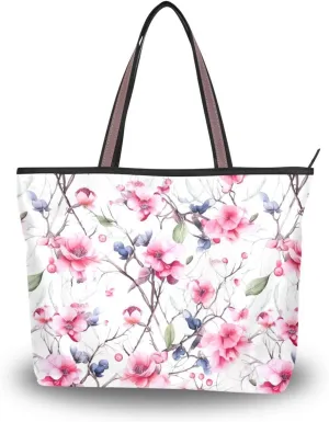 Women Tote Bags Flowers Floral Peach Blossom Pink Top Handle Satchel Handbags Shoulder Bag for Shopping 20850668
