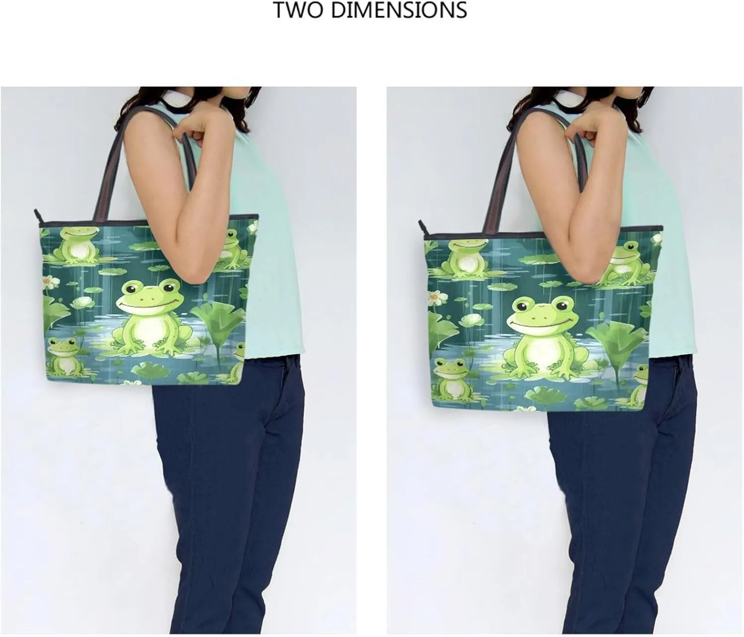 Women Tote Bags Pond Flowers Floral Frog Top Handle Satchel Handbags Shoulder Bag for Shopping 20847487