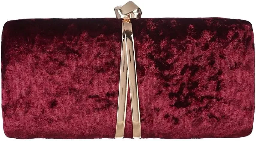 Women Velvet Envelope Evening Clutch Metal Designed Crossbody Bags Sparkle Shoulder Purse for Wedding Party Ball