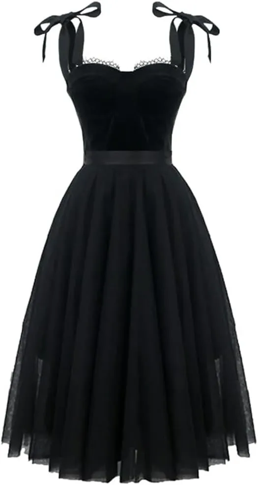 Women Vintage Designer Celebrity Strap Slim Ball Gowns Midi Party Elegant Black Swan Dresses