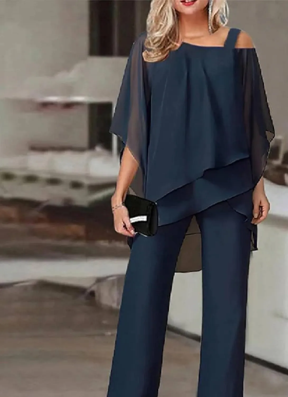 Womens 2 Piece Lounge Set 2025 Summer Casual Cold Shoulder Ruffled Tiered Top Pants Matching Travel Outfits Tracksuit