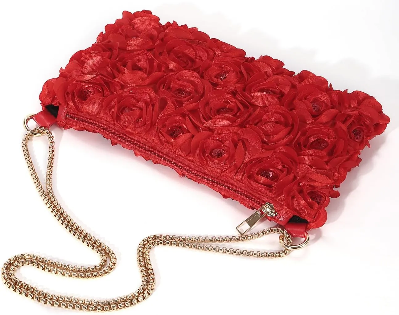 Women's 3D Flower Evening Bags Clutch Purse Floral Tote Bag Chain Crossbody Shoulder Handbags