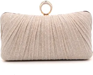 Women's Evening Bag Summer Wedding Party Clutches Pleated Evening Bag for Bridal Shoulder Handbag