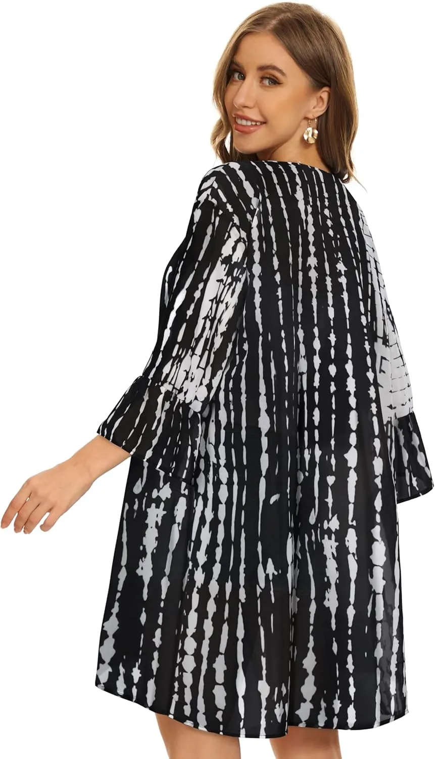 Women's Kimono Cardigans Floral Chiffon Loose Open Front Casual Summer Tops