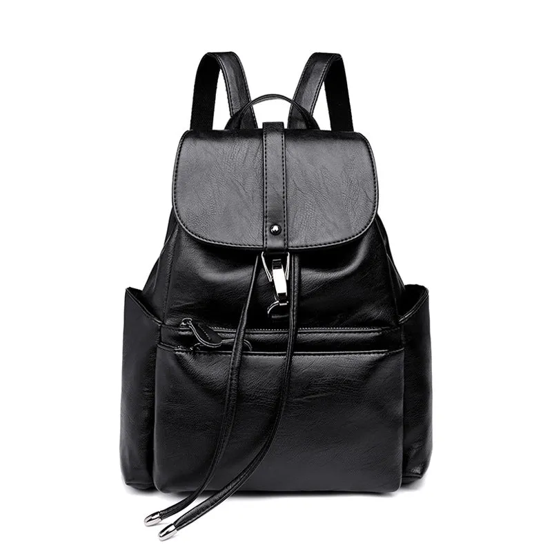 Women's Leather Korean Fashionable Simple Versatile Cowhide Backpacks