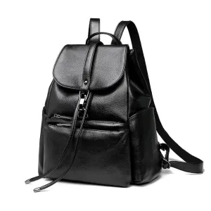 Women's Leather Korean Fashionable Simple Versatile Cowhide Backpacks