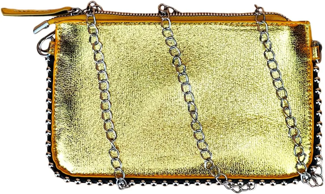 Women's Rainbow Underarm Clutch Purse Y2K Beaded Shoulder Handbags Crossbody Bags With Chain