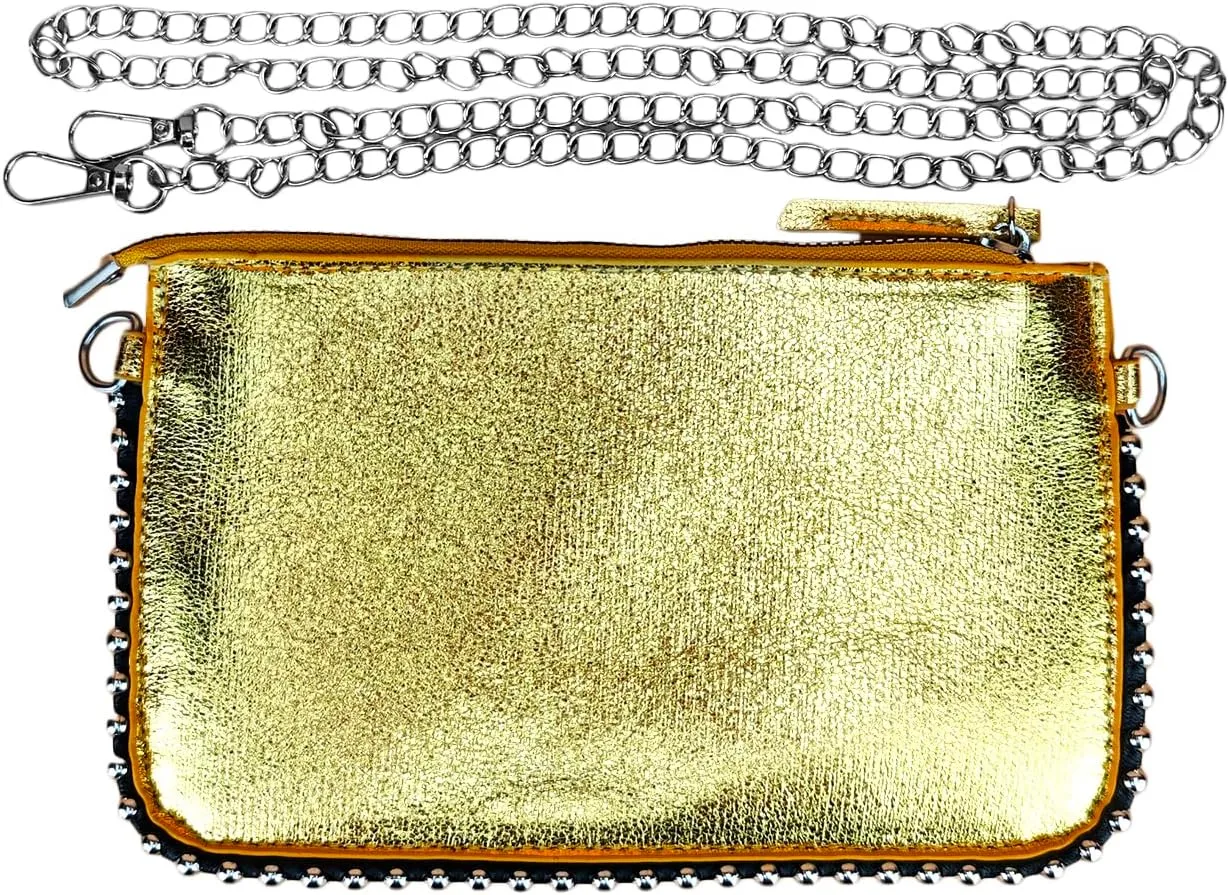 Women's Rainbow Underarm Clutch Purse Y2K Beaded Shoulder Handbags Crossbody Bags With Chain