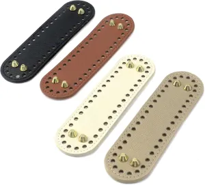 Woogim 4PCS 2"x7.1" PU Leather Bag Bottom 4 Colors Oval Bag Bottom Shaper Pad Bag Cushion Base with Holes for Crochet Bag Shoulder Bag DIY Accessories