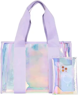 WREWING Beach Bags for Women, Beach Bag with Phone Pouch, 18L Clear Beach Bags, Waterproof Sandproof Tote Bag for Beach Pool