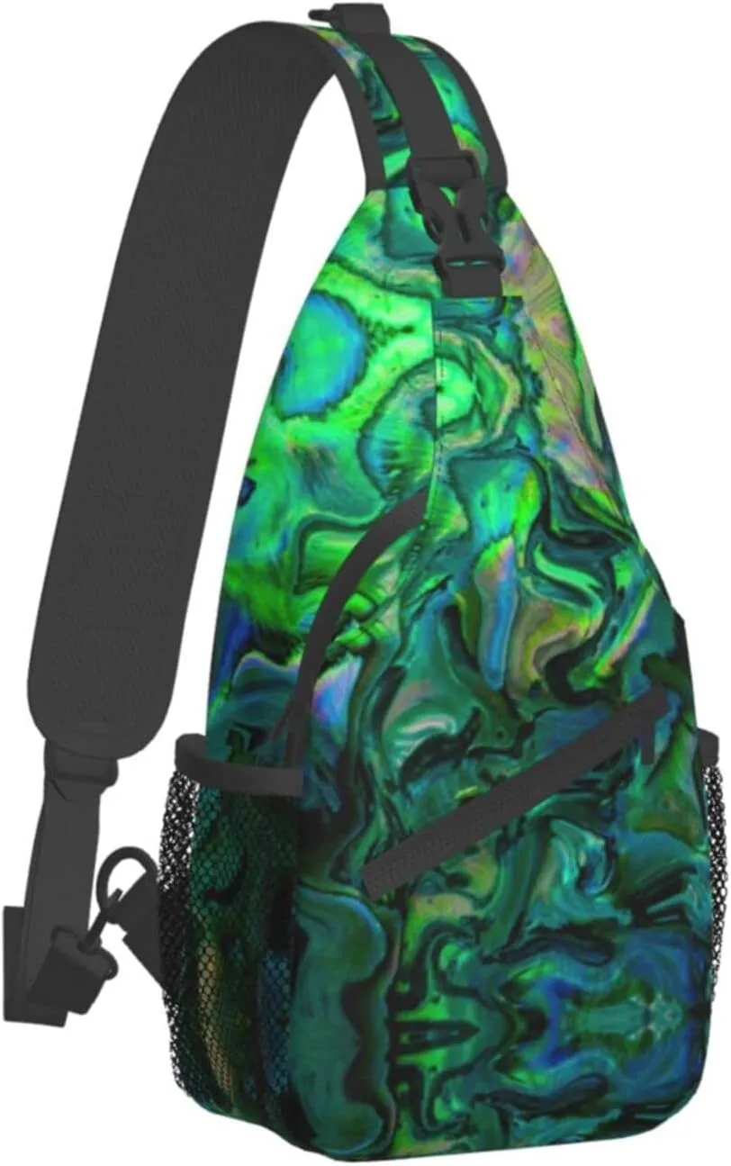 WURTON Abalone Nacre Print Crossbody Backpack Shoulder Bag Cross Chest Bag For Travel, Hiking Gym Tactical Use, MC700
