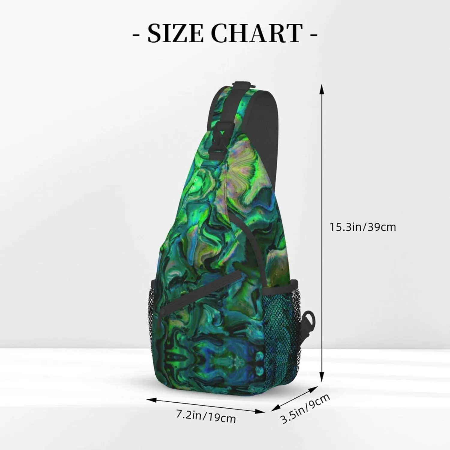 WURTON Abalone Nacre Print Crossbody Backpack Shoulder Bag Cross Chest Bag For Travel, Hiking Gym Tactical Use, MC700