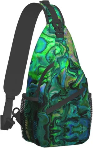 WURTON Abalone Nacre Print Crossbody Backpack Shoulder Bag Cross Chest Bag For Travel, Hiking Gym Tactical Use, MC700