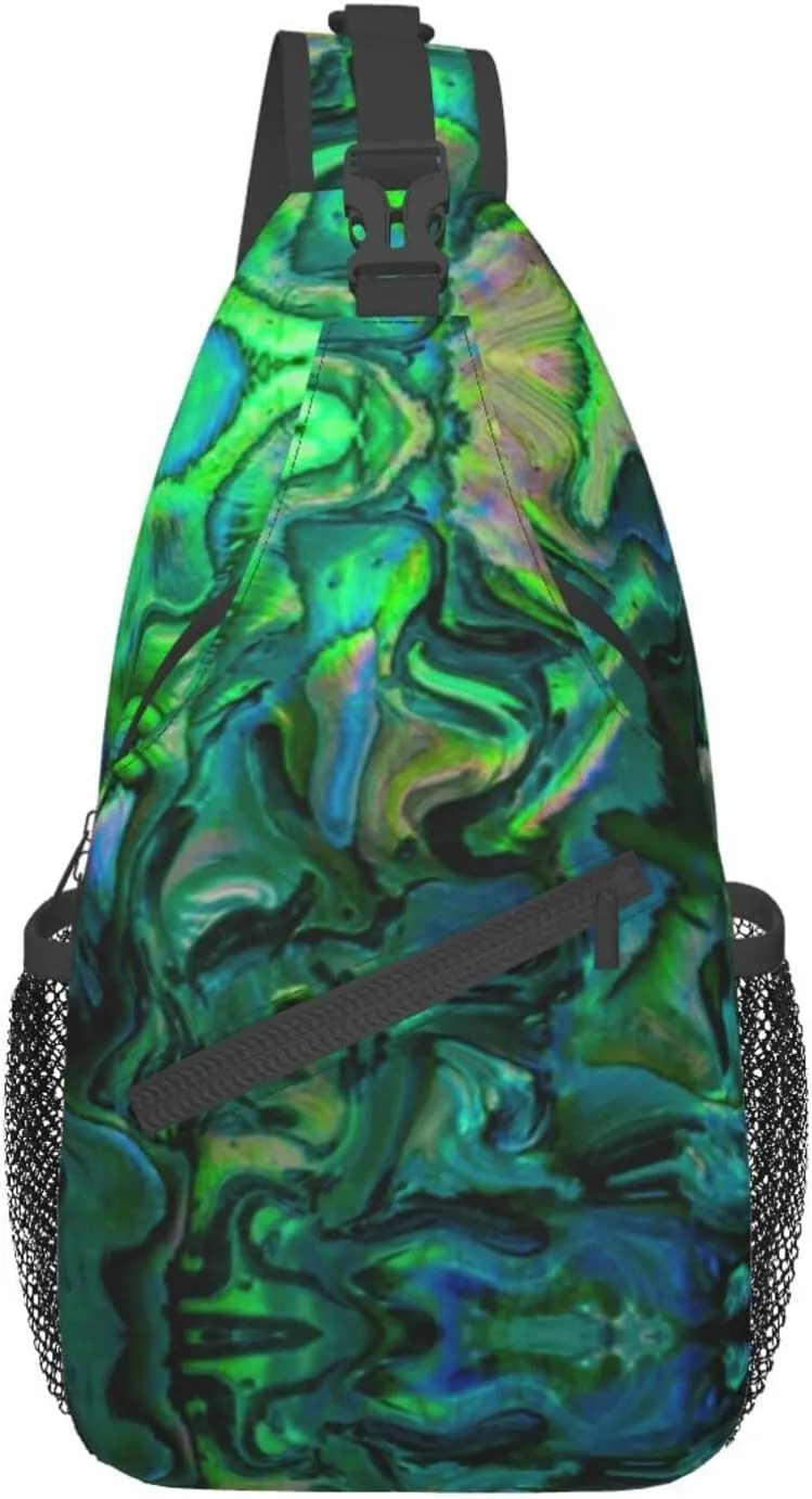 WURTON Abalone Nacre Print Crossbody Backpack Shoulder Bag Cross Chest Bag For Travel, Hiking Gym Tactical Use, MC700