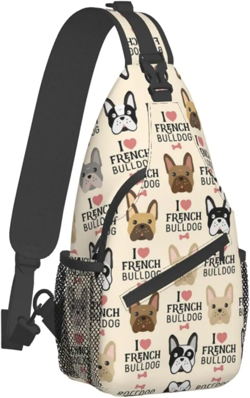 WURTON Dog Print Crossbody Backpack Shoulder Bag Cross Chest Bag For Travel, Hiking Gym Tactical Use