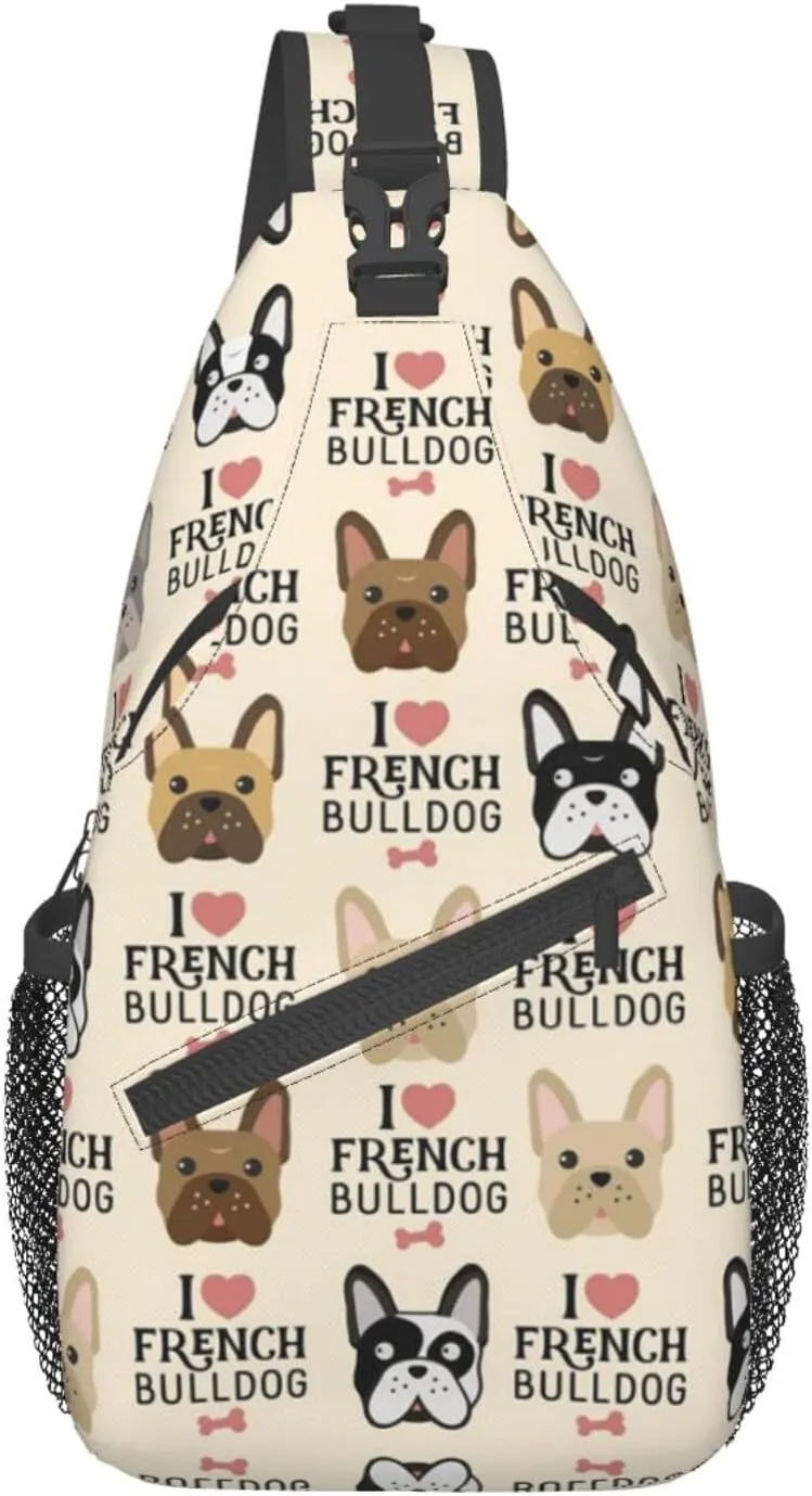 WURTON Dog Print Crossbody Backpack Shoulder Bag Cross Chest Bag For Travel, Hiking Gym Tactical Use