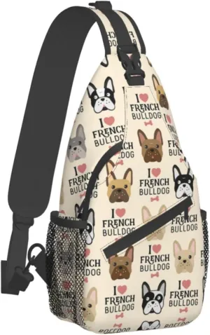 WURTON Dog Print Crossbody Backpack Shoulder Bag Cross Chest Bag For Travel, Hiking Gym Tactical Use
