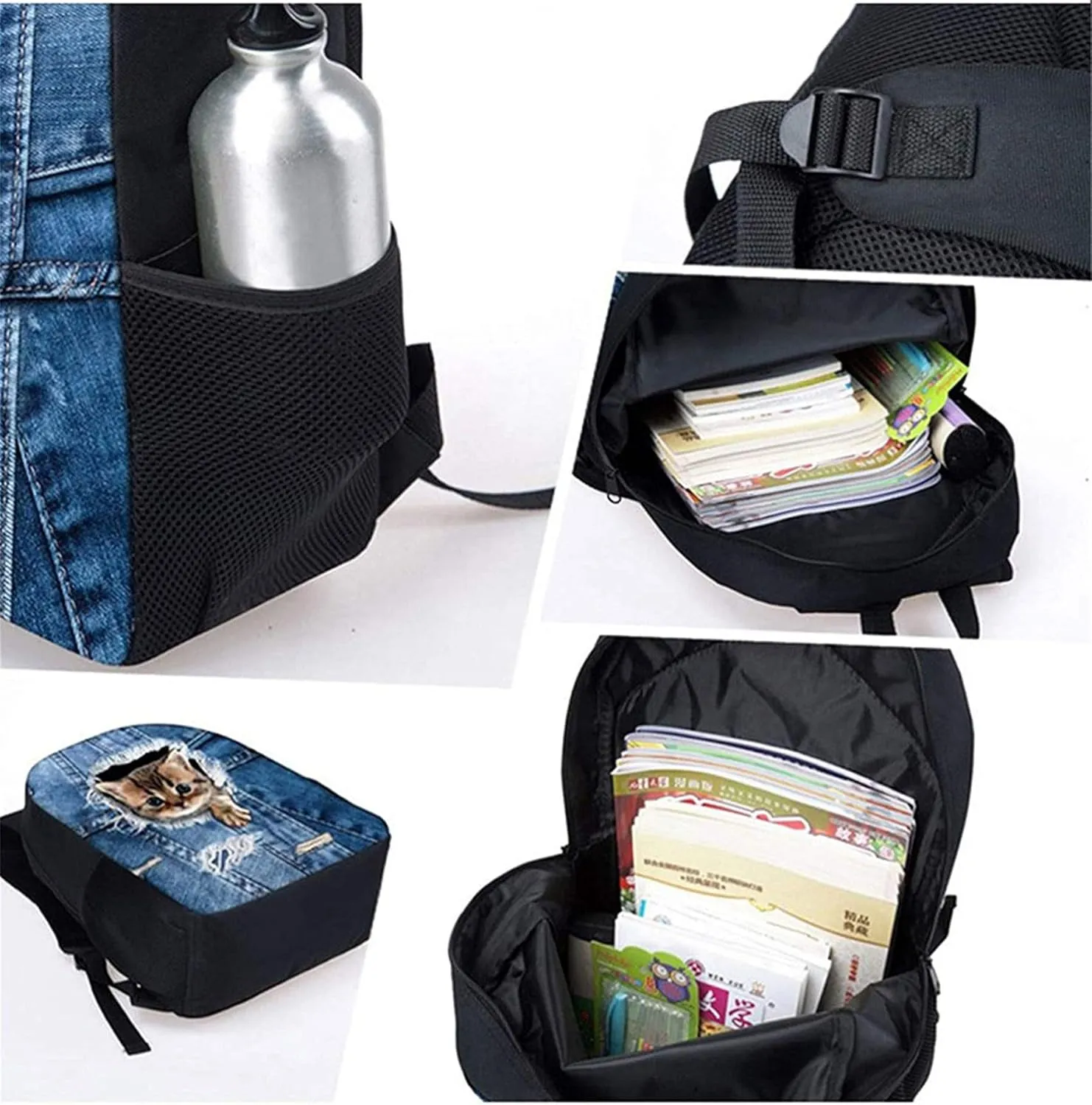 Xoenoiee Baseball with Fire Pattern Kids Backpacks for Primary/Middle School, Lightweight Bookbag Water Resistant with Lunch Pack and Pencil Case 3 in 1