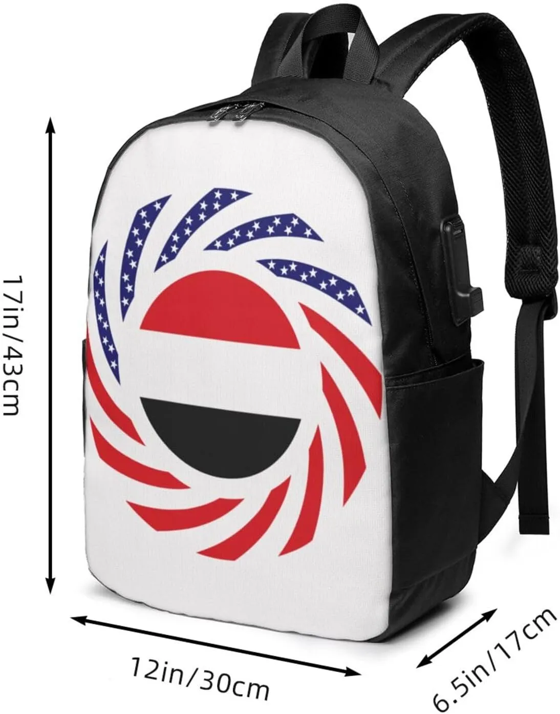 Yemen Yemeni Yemenian American Flag Laptop Backpacks Travel Backpack Casual Business Daypack Sport Rucksack Computer Bag Fits up to 17 Inch Notebook with USB Port