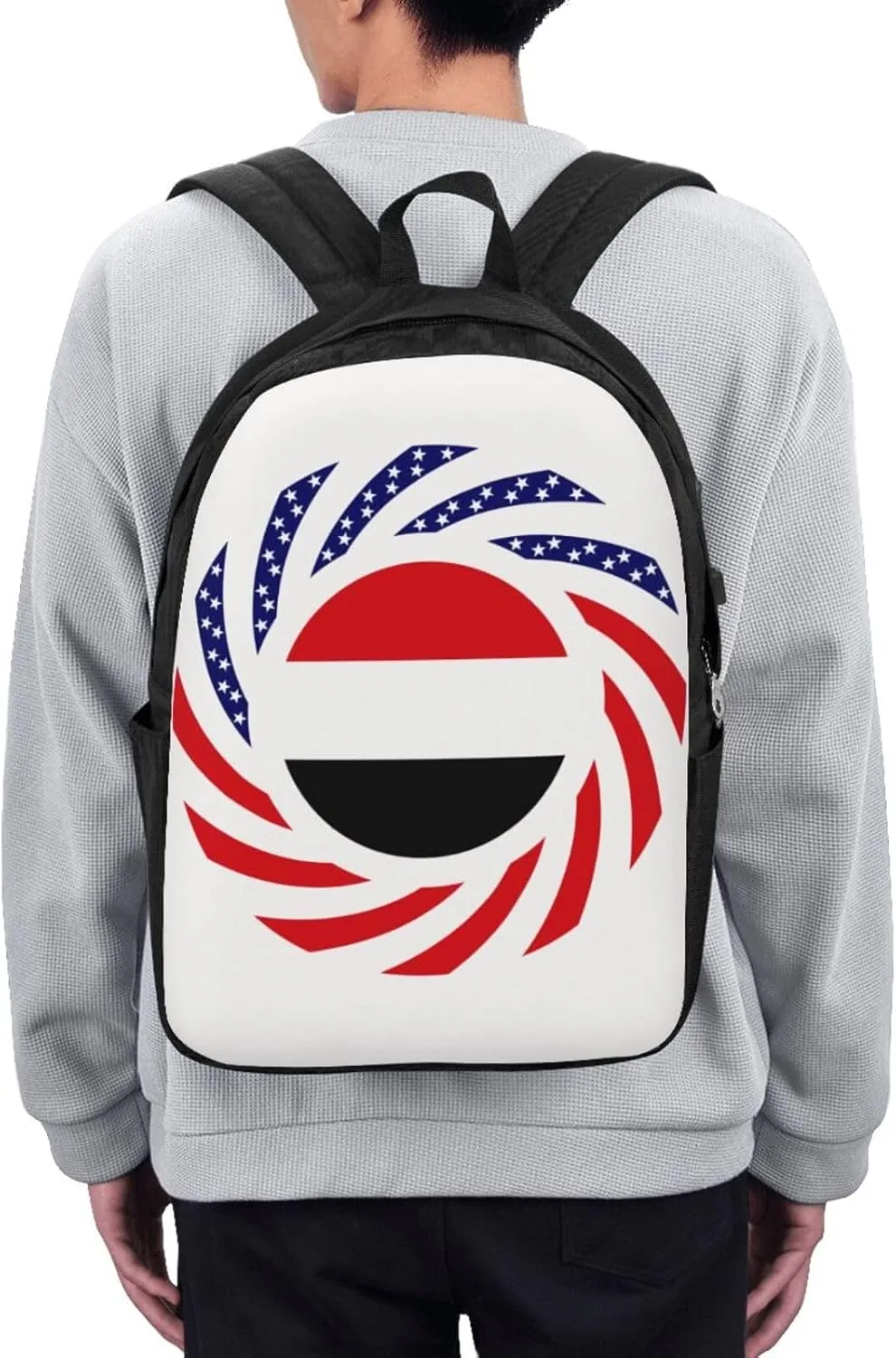 Yemen Yemeni Yemenian American Flag Laptop Backpacks Travel Backpack Casual Business Daypack Sport Rucksack Computer Bag Fits up to 17 Inch Notebook with USB Port