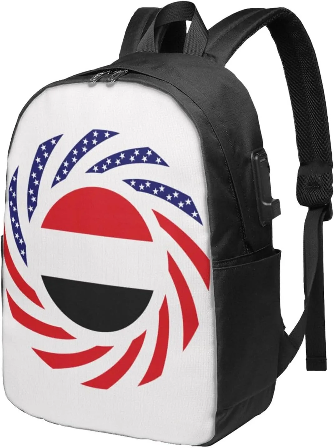 Yemen Yemeni Yemenian American Flag Laptop Backpacks Travel Backpack Casual Business Daypack Sport Rucksack Computer Bag Fits up to 17 Inch Notebook with USB Port