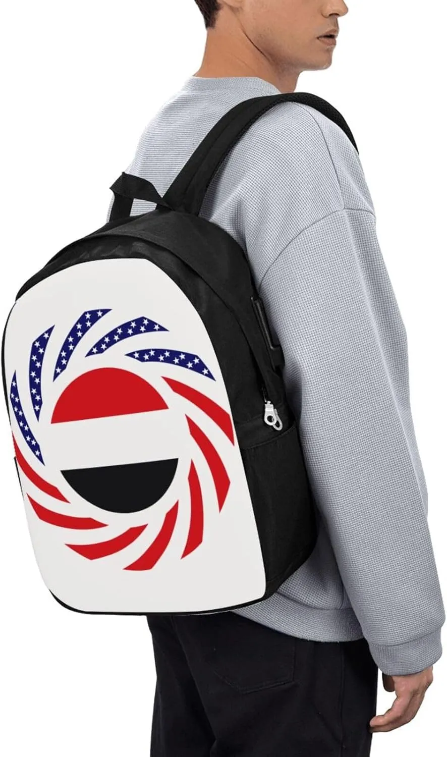 Yemen Yemeni Yemenian American Flag Laptop Backpacks Travel Backpack Casual Business Daypack Sport Rucksack Computer Bag Fits up to 17 Inch Notebook with USB Port