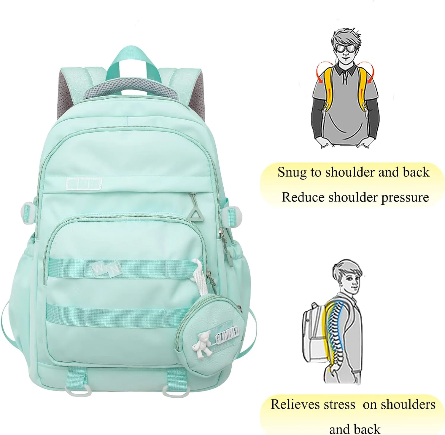 YJMKOI Kids Backpack for Girls Middle-School Elementary Bookbags Aesthetic Backpack for Teen Girls-Boys
