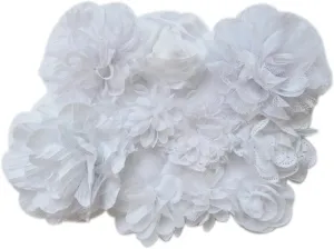 YYCRAFT 15pcs White Chiffon Flower for Girls Headband Baby Flowers Bows,Crafts,Party Decoration(2"-4.5")