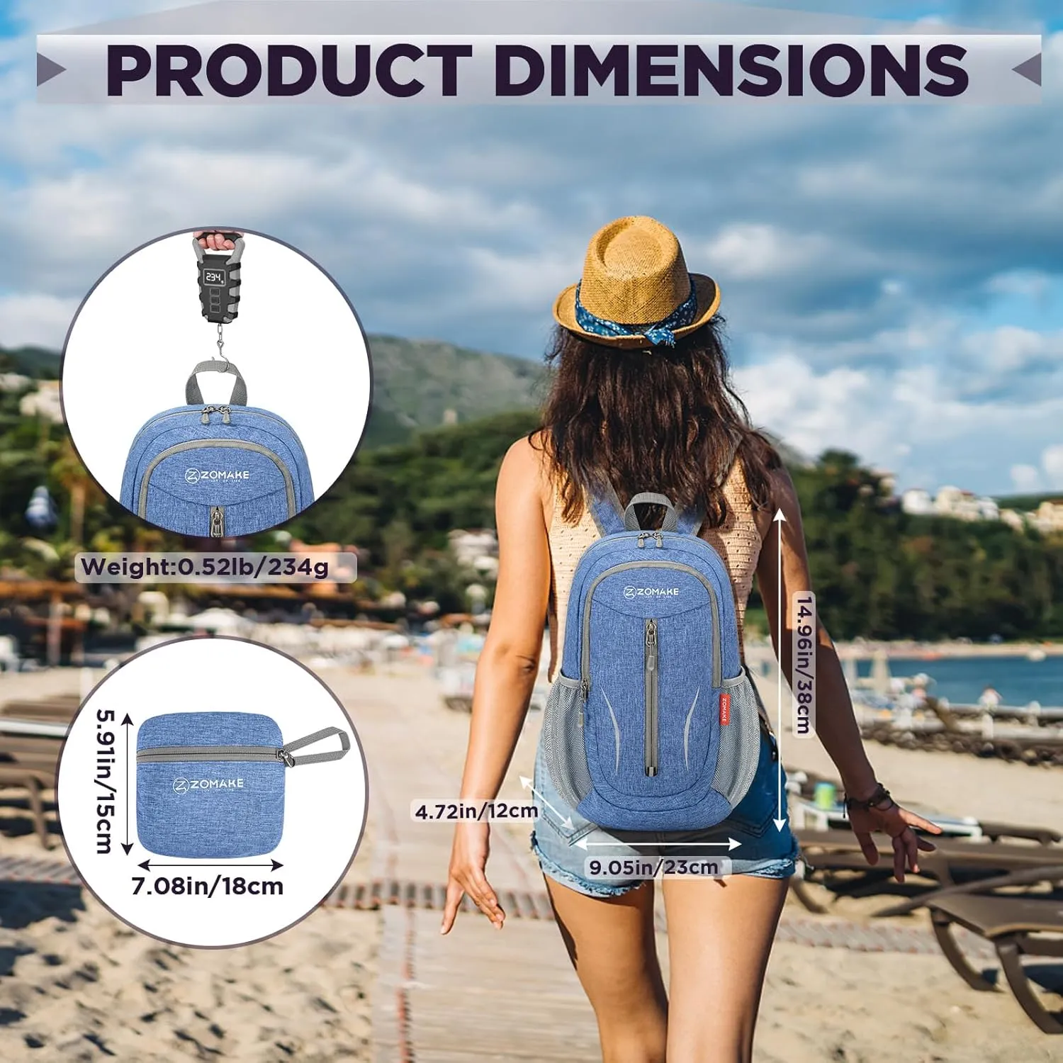 ZOMAKE 10L Small Packable Hiking Backpack - Lightweight Hiking Daypack - Tear Resistant Foldable Day Pack for Women Men