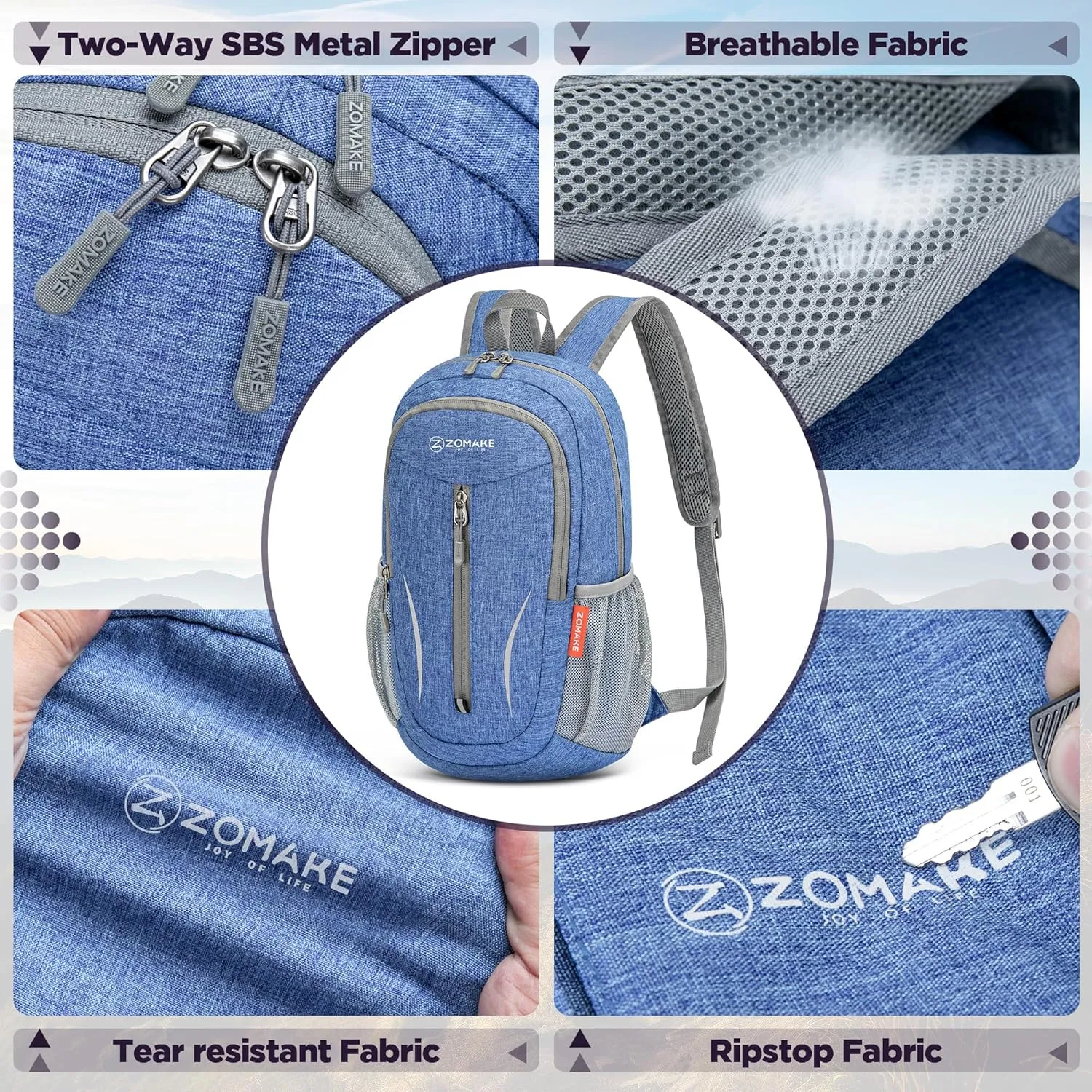 ZOMAKE 10L Small Packable Hiking Backpack - Lightweight Hiking Daypack - Tear Resistant Foldable Day Pack for Women Men