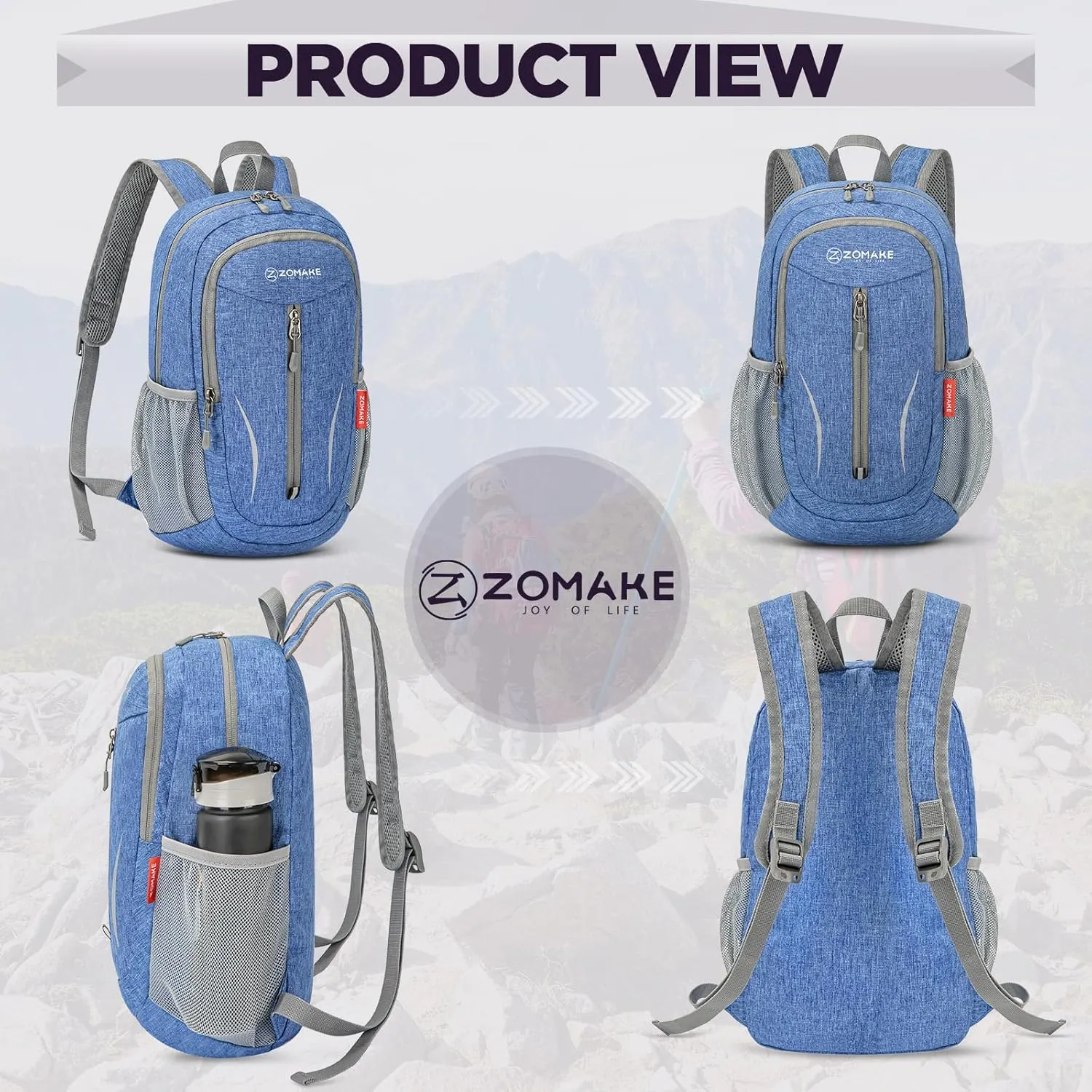ZOMAKE 10L Small Packable Hiking Backpack - Lightweight Hiking Daypack - Tear Resistant Foldable Day Pack for Women Men